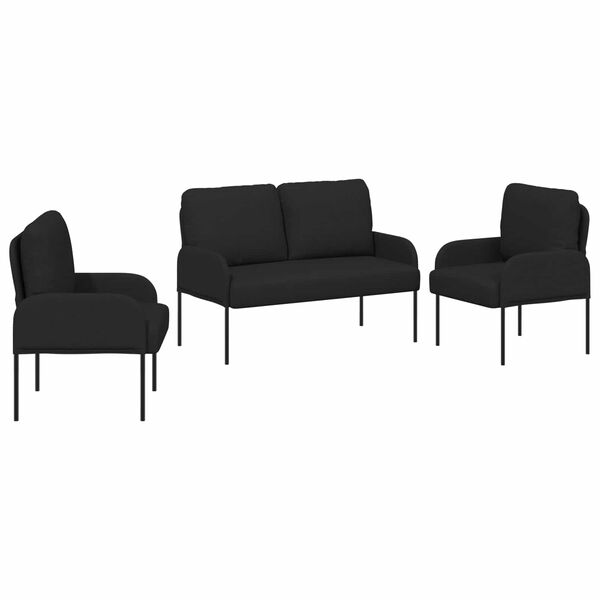 vidaXL Sedac&iacute; soupravy 3 pcs Čern&aacute; 115 x 56 x 80 cm Překližka