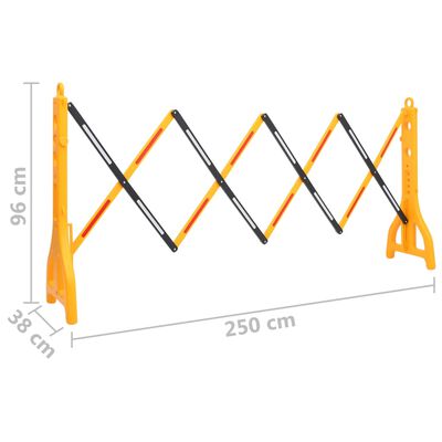 vidaXL Skládací dopravní zábrana žlutočerná 250 x 38 x 96 cm