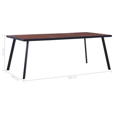vidaXL Jídelní stůl tmavé dřevo a černý 200 x 100 x 75 cm MDF
