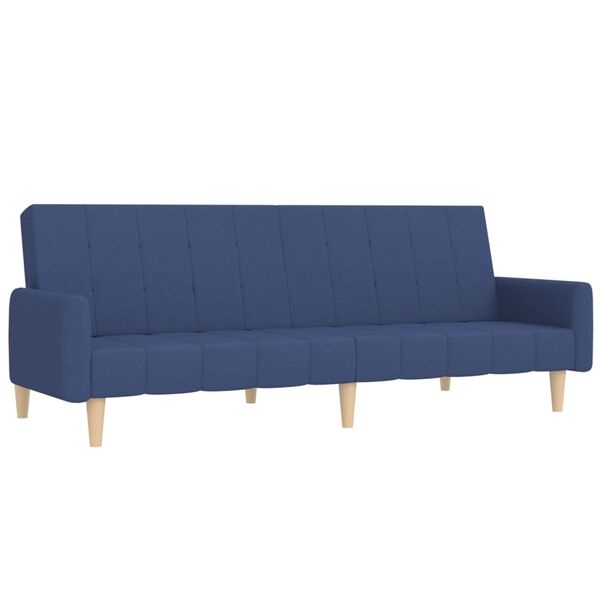 vidaXL 2m&iacute;stn&aacute; rozkl&aacute;dac&iacute; pohovka s podnožkou modr&aacute; textil