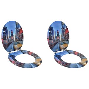 vidaXL WC sed&aacute;tko s funkc&iacute; pomal&eacute;ho skl&aacute;pěn&iacute; 2 ks MDF motiv New York