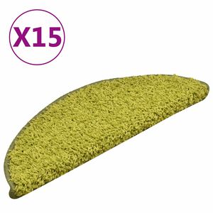 vidaXL Schodov&eacute; rohože 15 ks 56 x 17 x 3 cm zelen&eacute;, půlkulat&eacute;