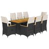 vidaXL 9d&iacute;ln&yacute; zahradn&iacute; bistro set s podu&scaron;kami čern&yacute; polyratan