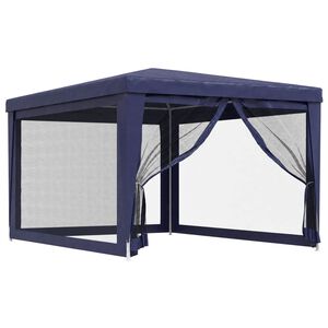 vidaXL Party stan se 4 s&iacute;ťovan&yacute;mi bočnicemi modr&yacute; 3 x 4 m HDPE