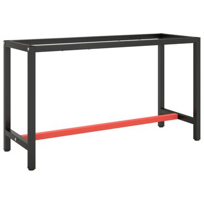 vidaXL Rám pracovního stolu matně černý a červený 140 x 50 x 79 cm kov