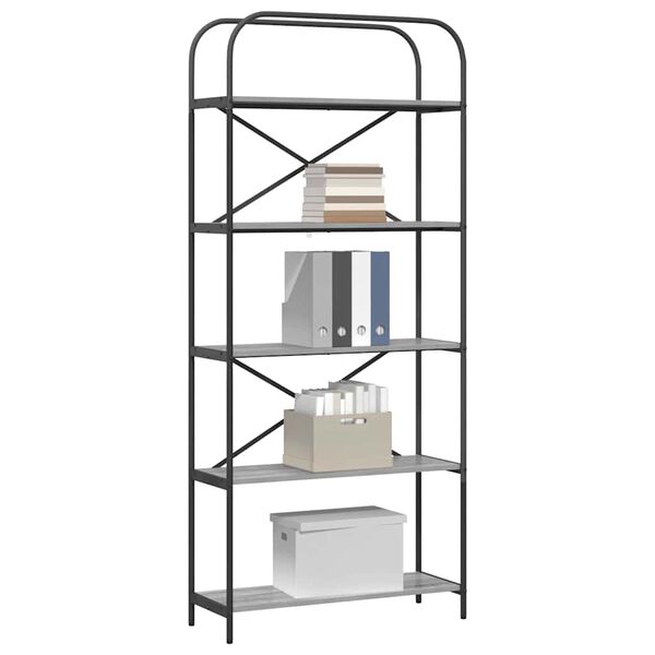 vidaXL Knihovna &Scaron;ed&aacute; Sonoma 80 x 30 x 183 cm Kompozitn&iacute; dřevo