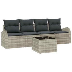 vidaXL Sada zahradn&iacute;ch pohovek 5 pcs 4-Seater Světl&aacute; &scaron;ed&aacute; a tmav&aacute; &scaron;ed&aacute;