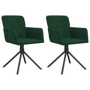 vidaXL Otočn&eacute; j&iacute;deln&iacute; židle 2 ks tmavě zelen&eacute; samet