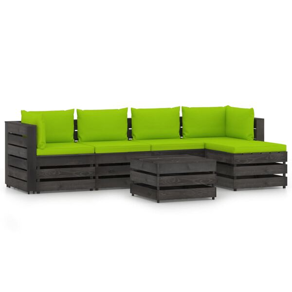 vidaXL 6d&iacute;ln&aacute; zahradn&iacute; souprava s podu&scaron;kami &scaron;edě impregnovan&eacute; dřevo