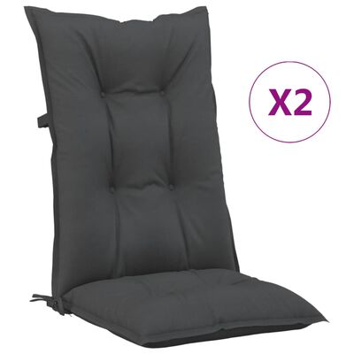 vidaXL Podušky na židli vysoké opěradlo 2 ks antracitové 120x50x7 cm