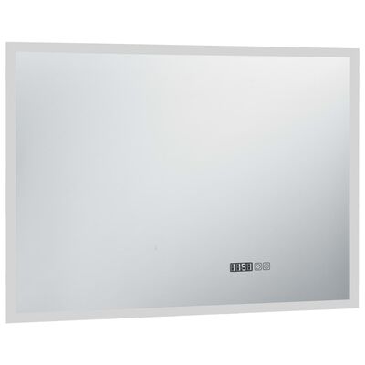 vidaXL Koupelnové LED zrcadlo dotykový senzor zobrazení času 100x60 cm