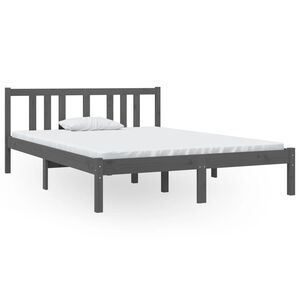 vidaXL R&aacute;m postele &scaron;ed&yacute; masivn&iacute; dřevo 135 x 190 cm dvojlůžko