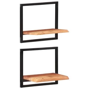 vidaXL N&aacute;stěnn&eacute; police 2 ks 40 x 24 x 35 cm masivn&iacute; ak&aacute;cie a ocel