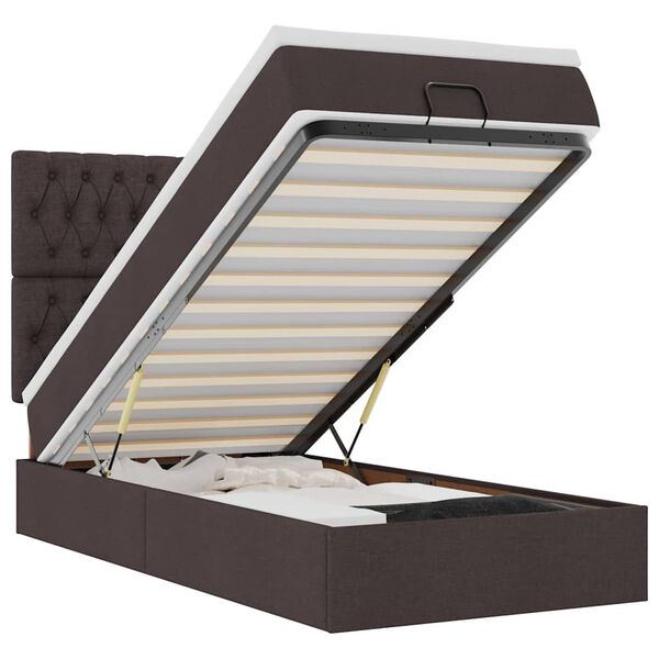 vidaXL Osmansk&aacute; postel s matrac&iacute; & LED tmavě hněd&aacute; 90x200 cm l&aacute;tka