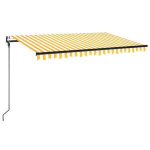 vidaXL Automatick&aacute; mark&yacute;za LED a senzor větru 450 x 300 cm žlut&aacute;/b&iacute;l&aacute;