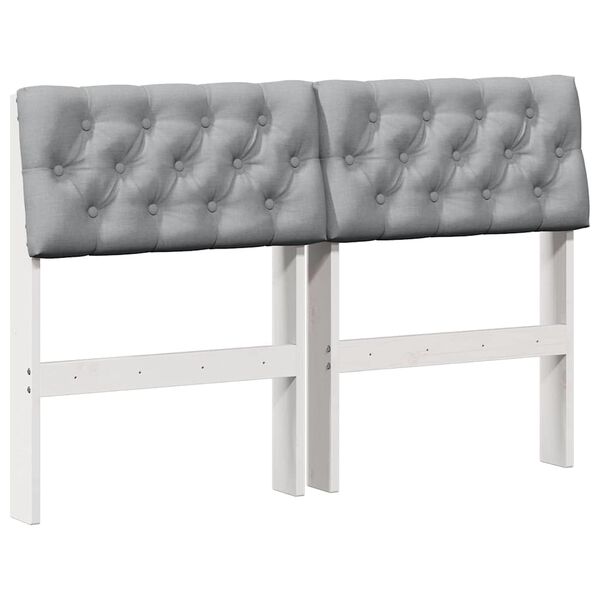 vidaXL Čalouněn&eacute; čelo postele Světle &scaron;ed&aacute; 120 cm Masivn&iacute; borov&eacute; dřevo