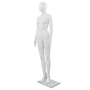 vidaXL D&aacute;msk&aacute; figur&iacute;na cel&aacute; postava z&aacute;kladna ze skla leskl&aacute; b&iacute;l&aacute; 175cm