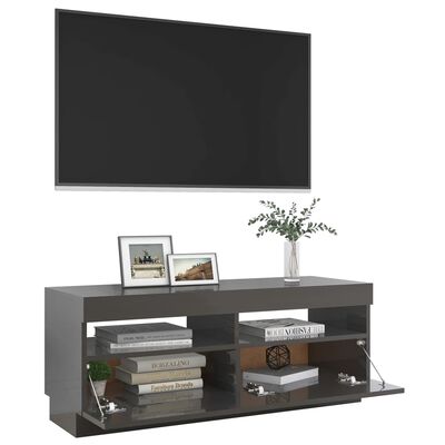 vidaXL TV skříňka s LED osvětlením šedá s vysokým leskem 100x35x40 cm