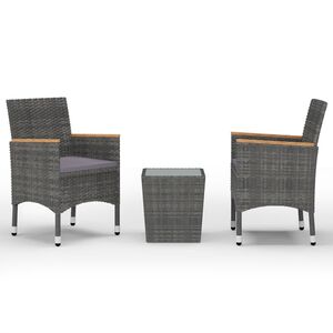 vidaXL 3d&iacute;ln&yacute; bistro set polyratan a tvrzen&eacute; sklo &scaron;ed&yacute;