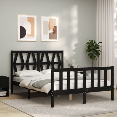 vidaXL Rám postele s čelem černý 120 x 200 cm masivní dřevo