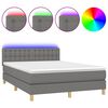 vidaXL Box spring postel s matrac&iacute; a LED tmavě &scaron;ed&aacute; 140x200 cm textil