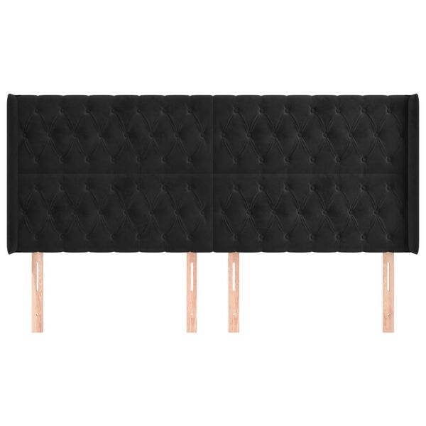 vidaXL Čelo postele typu u&scaron;&aacute;k čern&eacute; 183x16x118/128 cm samet