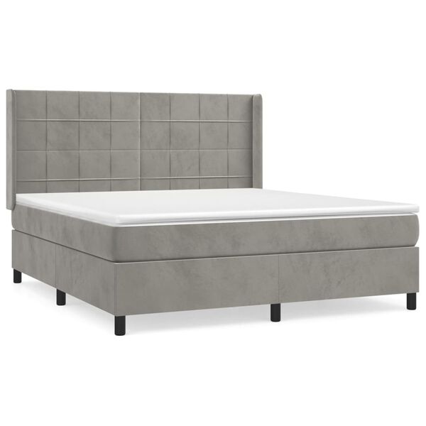 vidaXL Box spring postel s matrac&iacute; světle &scaron;ed&aacute; 160x200 cm samet