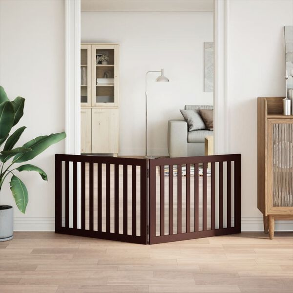 vidaXL Z&aacute;brana pro psy skl&aacute;dac&iacute; 2 panely hněd&aacute; 160 cm topolov&eacute; dřevo