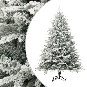 vidaXL Uměl&yacute; v&aacute;nočn&iacute; stromek s vločkami sněhově zelen&yacute; 150 cm PVC a PE