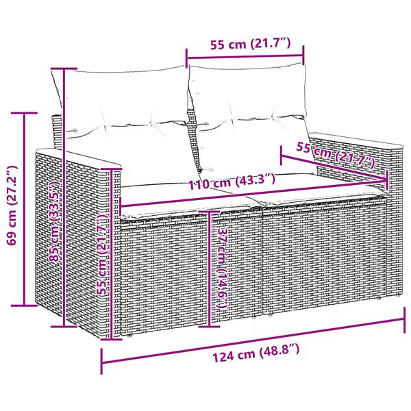 vidaXL Sada zahradn&iacute;ch pohovek s pol&scaron;t&aacute;řem Čern&aacute; Poly ratan