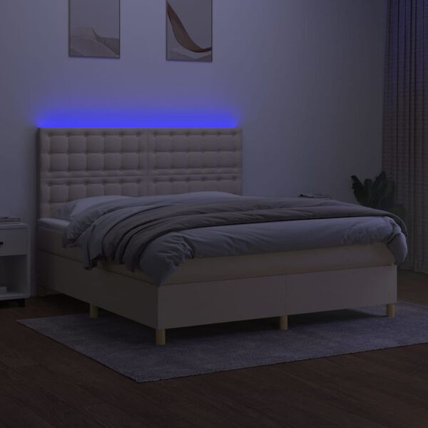 vidaXL Box spring postel s matrac&iacute; a LED kr&eacute;mov&aacute; 160x200 cm textil