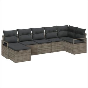 vidaXL Set pohovek s pol&scaron;t&aacute;řem s &uacute;loži&scaron;těm 7 pcs &Scaron;ed&aacute; polyratan