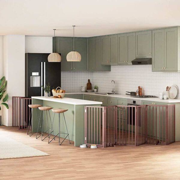 vidaXL Z&aacute;brana pro psy s dv&iacute;řky skl&aacute;dac&iacute; 15 panelů hněd&aacute; 750 cm topol