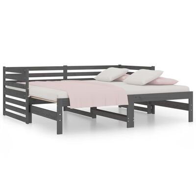 vidaXL Výsuvná postel šedá 2x (80 x 200) cm masivní borovice