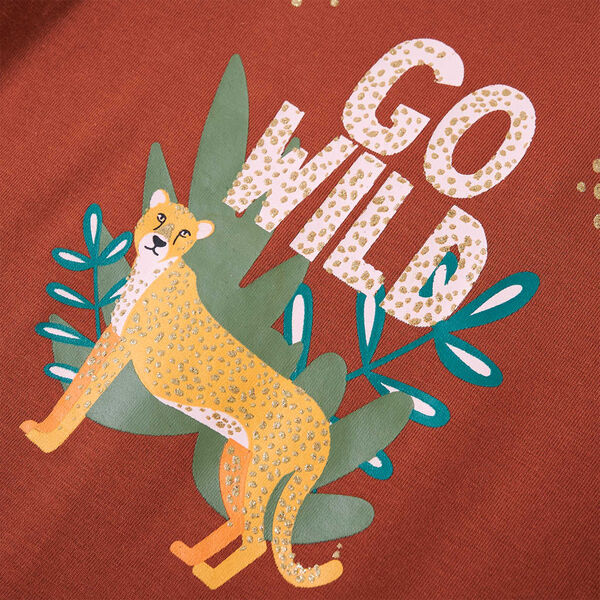 Dětsk&eacute; tričko s dlouh&yacute;m ruk&aacute;vem koňakov&eacute; 116