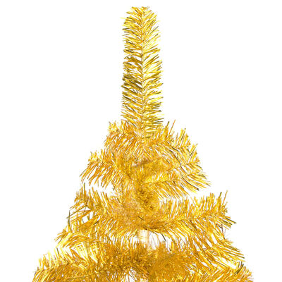 vidaXL Vánoční stromek s LED osvětlením a stojanem zlatý 240 cm PET