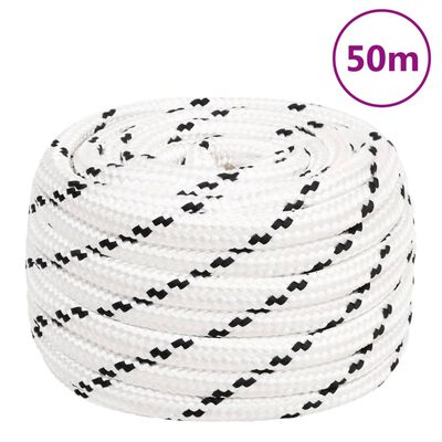 vidaXL Splétané lodní lano bílé 16 mm x 50 m polyester