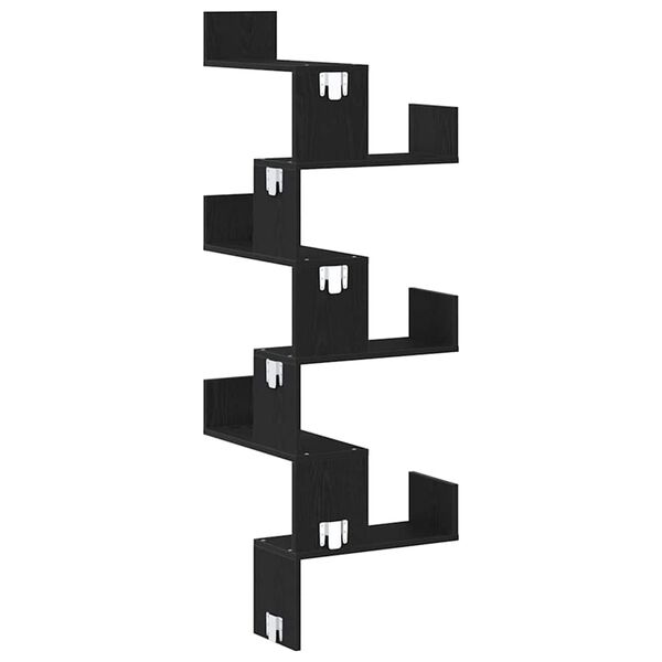 vidaXL Rohová polička Černý dub 45 x 45 x 147 cm Kompozitní dřevo