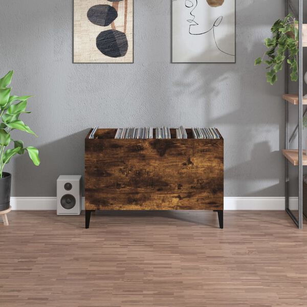 vidaXL Skř&iacute;ňka na LP desky kouřov&yacute; dub 74,5x38x48 cm kompozitn&iacute; dřevo