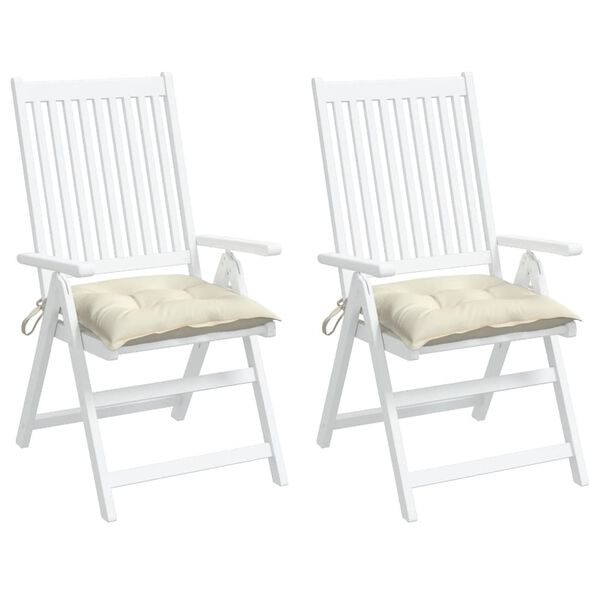 vidaXL Podu&scaron;ky na židli 2 ks kr&eacute;mově b&iacute;l&eacute; 40 x 40 x 7 cm l&aacute;tka oxford