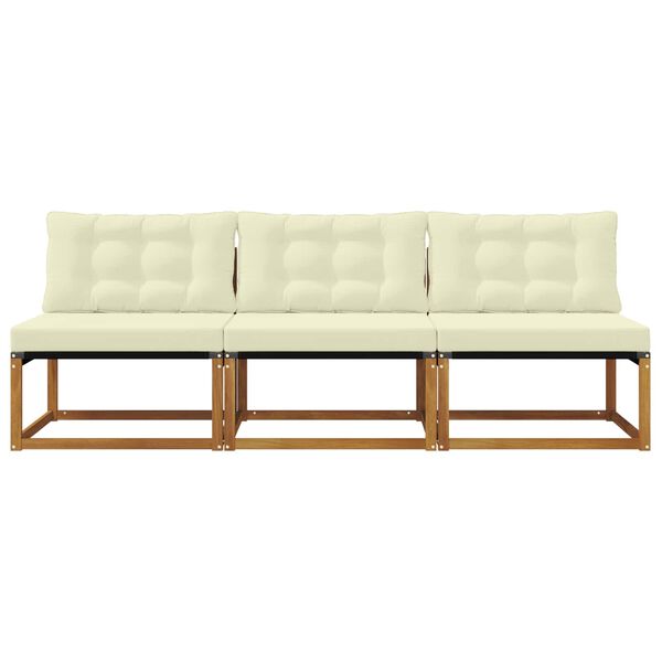 vidaXL 3 Kus Venkovn&iacute; středn&iacute; pohovka Masivn&iacute; ak&aacute;tov&eacute; dřevo Př&iacute;rodn&iacute;