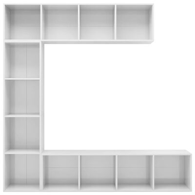 vidaXL 3dílná TV skříňka a knihovna vysoký lesk bílá 180 x 30 x 180 cm