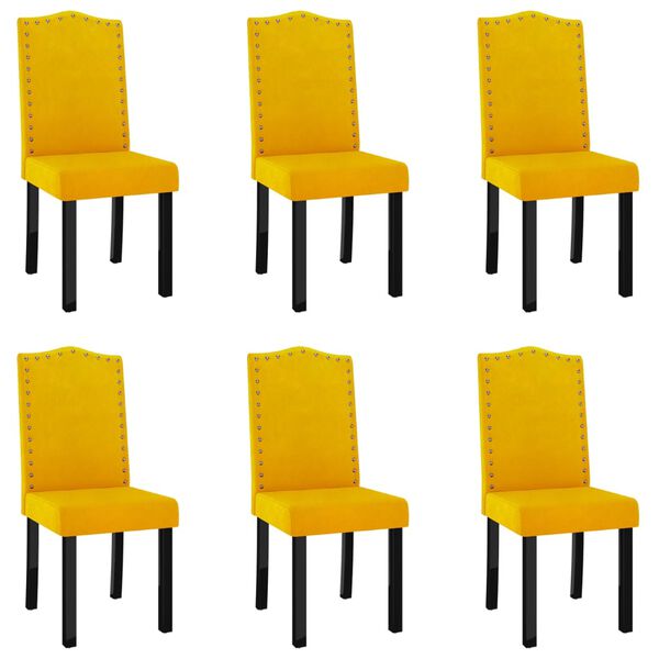 vidaXL Jídelní židle 6 ks žluté samet