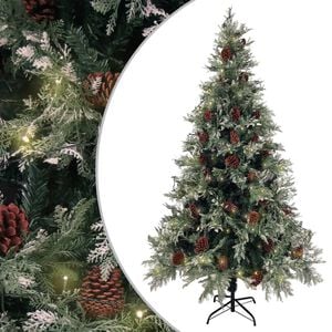 vidaXL V&aacute;nočn&iacute; stromek s LED a &scaron;i&scaron;kami zelen&yacute; a b&iacute;l&yacute; 195 cm PVC a PE