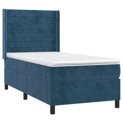 vidaXL Box spring postel s matrací a LED tmavě modrá 80 x 200 cm samet