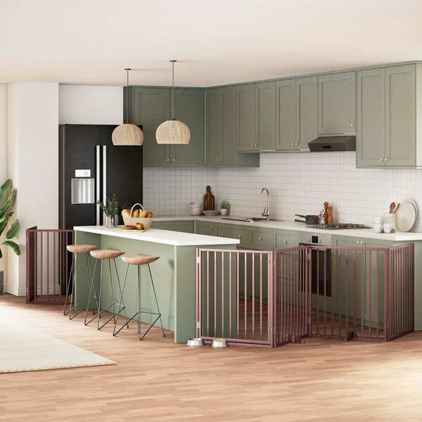 vidaXL Z&aacute;brana pro psy s dv&iacute;řky skl&aacute;dac&iacute; 8 panelů hněd&aacute; 640 cm topol