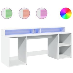 vidaXL Psac&iacute; stůl s LED světly b&iacute;l&yacute; 200 x 55 x 91 cm kompozitn&iacute; dřevo