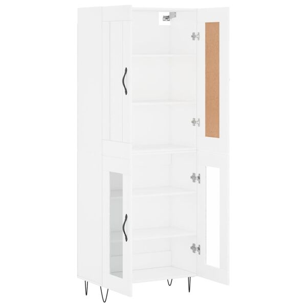vidaXL Skř&iacute;ň highboard b&iacute;l&aacute; 69,5 x 34 x 180 cm kompozitn&iacute; dřevo