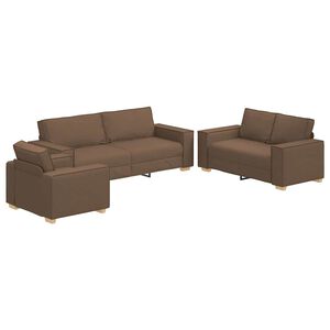 vidaXL Pohovka 3 pcs Hněd&aacute; 220 x 80 x 84 cm Lněn&aacute; směs