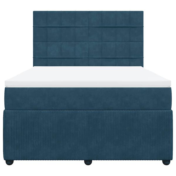 vidaXL Box spring postel s matrac&iacute; tmavě modr&aacute; 140x200 cm samet